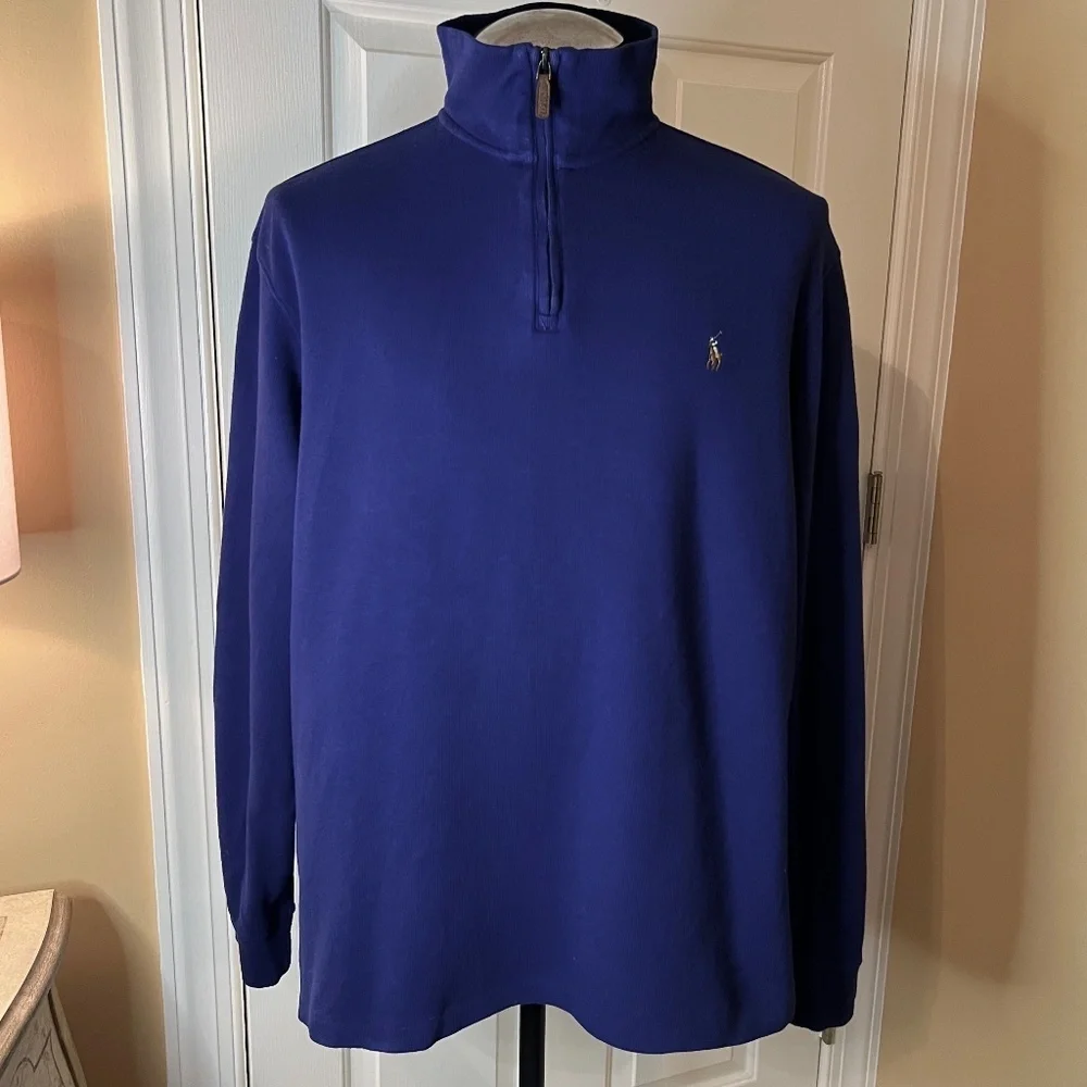 GUC Men's Estate Rib Quarter Zip Pullover Shirt Sweater Cobalt Blue Size LARGE
